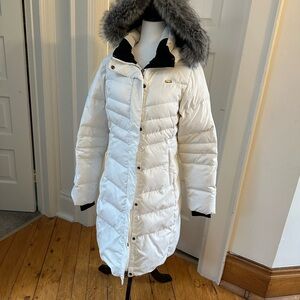 Lole Snowy White Puffer Coat with Faux Fur Hood